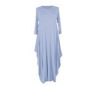 TEXTURE Ladies Womens Italian Lagenlook Plain 3/4 Sleeve Viscose Jersey Draped Sides Parachute Tulip Long Midi Dress One Size (UK, Alpha, One Size, Regular, Regular, Light Blue)
