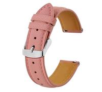 Texture Leather Watch Strap Belt for Men Women 18mm 20mm 22mm Bracelets Watchband Quick Replacement Black Silver Buckle Leather Watch Strap(Pink-silver,18mm)