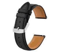 Texture Leather Watch Strap Belt for Men Women 18mm 20mm 22mm Bracelets Watchband Quick Replacement Black Silver Buckle Leather Watch Strap(Black-silver,22mm)