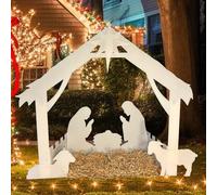 TEXTURE OF DREAMS Holy Family Scene | The Birth of Jesus Scene | Yard Decoration for Holiday Xmas Party Outdoor Lawn Christmas Eve Decor, Waterproof - White
