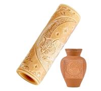 Texture Roller for Clay - Pottery Pattern Tool for Ceramics Sculpting Design | Wooden Handle with Embossed Rolling Wheel, Handmade Clay Crafting Tool for Art Projects 3.94x0.98 in