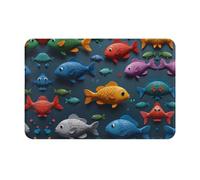 Texture Small Fish Printed Welcome mat 16x24 inch Doormat Suitable for Bathroom, Living Room, Balcony, Entrance Door