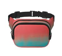 Texture Teal and Coral Square Double-Layer Waist Bag Chest Bag Crossbody Bag Running Travel Hiking Waist Bag