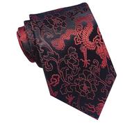 Texture Ties Black with Red Dragons Hong Kong Style Tie