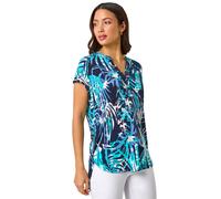 Textured Abstract Print Top Roman Blue 10
