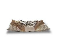 Textured Aluminium Decorative Tray Bowl Ornament And Home Accessory In Bronze Silver 44Cm Width