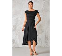 Textured Asymmetrical Draped Midaxi Dres Jolie Moi Black 16