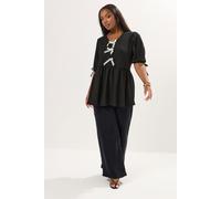 Textured Bow Tie Front Top Yours Black 34-36