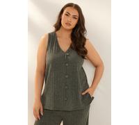 Textured Button Front Waistcoat Yours Light Khaki 16
