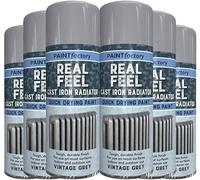 Textured Cast Iron Grey Spray Paint, Heat Resistant Matte Finish for Radiators, Metal, Wood, Plastic, Glass, Quick Drying, Durable Indoor Outdoor Use, Industrial Look Aerosol Can, 400ml (PACK OF 6)