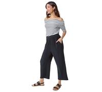 Textured Cotton Elastic Waist Culotte Trousers Roman Black 12