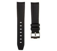 Textured Curved End Premium Silicone Rubber Watch Strap - Compatible with Omega Swatch Moonwatch, Tudor Black Bay, Rolex- 20mm - Curve Replacement Watch Band for Men & Women - For Sports & Dive