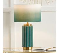 Textured Dark Green and Gold Ceramic Art Deco Table Lamp Ruma Green One Size