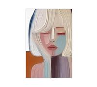 Textured Female Face - Neutral-toned Abstract Portrait Canvas Poster Wall Art Decor Print Picture Paintings for Living Room Bedroom Decoration 08x12inch(20x30cm)