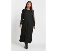 Yours Curve Textured Flared Maxi Dress - Women's - Plus Size Curve Black