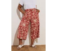 Textured Floral Midaxi Culottes Yours Burnt Orange 22-24
