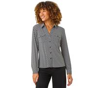 Textured Geo Print Stretch Shirt Roman Black 20