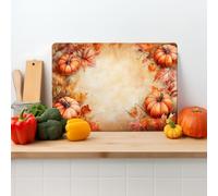 Textured Glass Chopping Board Worktop Saver for Kitchens, Durable, Easy-Clean, Scratch Resistant, Hygienic, Non Slip Feet, Watercolour Pumpkins, Available in Two Sizes Large 39cm x 29cm