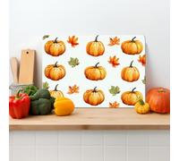 Textured Glass Chopping Board Worktop Saver for Kitchens, Durable, Easy-Clean, Scratch Resistant, Hygienic, Non Slip Feet, Pumpkins, Available in Two Sizes Small 28.5cm x 20cm