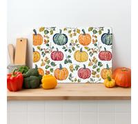 Textured Glass Chopping Board Worktop Saver for Kitchens, Durable, Easy-Clean, Scratch Resistant, Hygienic, Non Slip Feet, Multi Pumpkins, Available in Two Sizes Large 39cm x 29cm