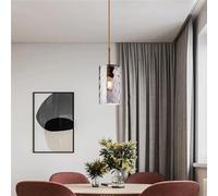 Textured Glass Cylinder Pendant Light Modern Minimalist Brass Finish Adjustable Height in Amber Clear Smoky Gray for Dining Room Kitchen Island Bar Lighting E26 Base(Amber) (Gray)