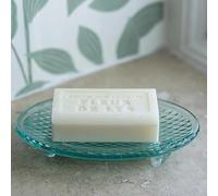 Textured Green Recycled Glass Oval Soap Dish, Kitchen Bathroom Sink 15x10cm