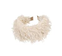 Textured Hair Accessory with Wide Fringed Design, Beige | Soft Color Design, Lightweight Headband and Wrapped Edges, Helps Gather Loose Strands Away From the Face