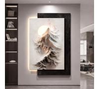 Textured LED Wall Art, 3D Mountain Sunrise Lighted Canvas, Modern Ambient Decor for Living Room, Frameless Design, Perfect for Entryway, 27.56 x 39.37 in