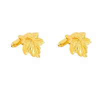 Textured Maple Leaf Pair Cufflinks for Men Women Elegant Leaves Tie Bar Clips Cuff Links Jewelry Vintage Fall Party Christmas Holiday Festival Dress Accessories, 0.8 Inches X 0.6 Inches, Metal, no