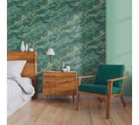 Erismann Elle 10447-19 Non-Woven Wallpaper Marble Look Structure Green Gold Metallic