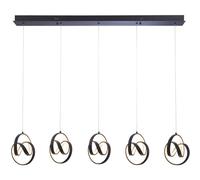 Textured Matt Black Linear 5 Light Ceiling Pendant - 3000k Warm White LEDs