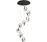 Textured Matt Black Modern 8 Light Ceiling Pendant - Integrated Warm White LEDs