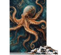 Textured Ocean Octopus Jigsaw Puzzle 1000 Pieces, Marine Life Motif