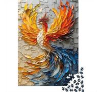 Textured Phoenix Painting 1000-Piece Puzzle for Adults, 70x50cm/1000pcs; White Cardboard for Simple Sorting; for An Enjoyable Break at The Table
