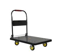 Textured Plastic Folding Cart with Metal Hand& Wheels - Perfe for Warehouse Moving Sto Soluts HeavyDu Transport Easy to Maneuver Design