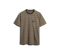 Superdry Textured Stripe Pocket Short Sleeve T-shirt Brown M Men