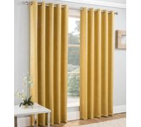 Textured Print Thermal Blackout Curtains Ready Made Eyelet Ring Top Curtain Pair