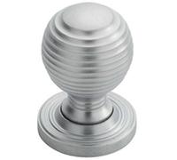 Textured Reeded Ball Cupboard Door Knob 23mm Dia Satin Chrome Handle