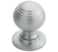 Textured Reeded Ball Cupboard Door Knob 28mm Dia Satin Chrome Handle
