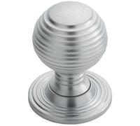 Textured Reeded Ball Cupboard Door Knob 35mm Dia Satin Chrome Handle