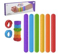 Textured Sensory Slap Bracelets, 6-Pack Autism Toys and ADHD Fidget Toys for Kids and Adults, Stress Relief Sensory Toys for Autism and ADHD, Fun Classroom Rewards and Birthday Gifts for Girls