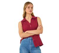 Textured Sleeveless Buttoned Blouse Roman Wine 10