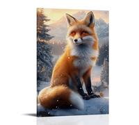 Textured Snow Fox Arctic Wildlife Wall Art Canvas Poster Elegant Print Suitable for Living Room Bedroom Office Cottage Cozy Space Decor 12x18inch(30x45cm)