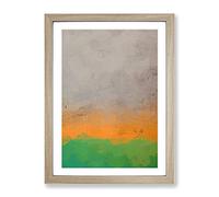 Textured Sunrise In Abstract Modern Framed Print | A2 Oak Framed Wall Art | Ready to Hang | Abstract Landscape Picture | Living Room Bedroom Lounge Office