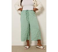 Textured Tie Waist Culottes Yours Light Green 20