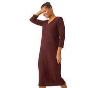 Textured V-Neck Stretch A-Line Dress Roman Chocolate 10