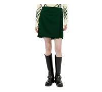 Textured Wool Kilt with Fringe Trims - female - Burberry - Short Skirts - Green - 3XS - Skirts 3XS