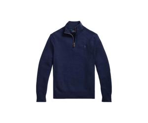 Textured Wool Quarter-Zip Jumper - male - Polo Ralph Lauren - Turtlenecks - Blue - 2XL - Knitwear 2XL