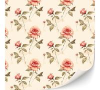 TexturKontor 3 Sheets Self-Adhesive Wallpaper for Dollhouses Scale 1:12 Modern Wallpaper Art Deco Wallpaper Artdeco Wallpaper (Sepia Roses)