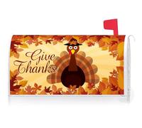 Texupday Fall Give Thanks Turkey Maple Leaves Decoration Mailbox Cover with Magnetic Strip Autumn Harvest Mailbox Wraps Post Letter Box Cover Standard Size 21" X 18" Garden Farm Outdoor Yard Decor